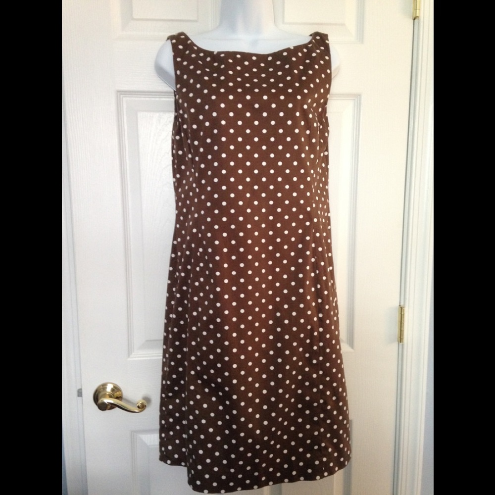 Jones NY Signature Brown w/ White Polka Dot Dress